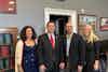 a group of people standing in a room
