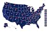 a map of the united states with red pins
